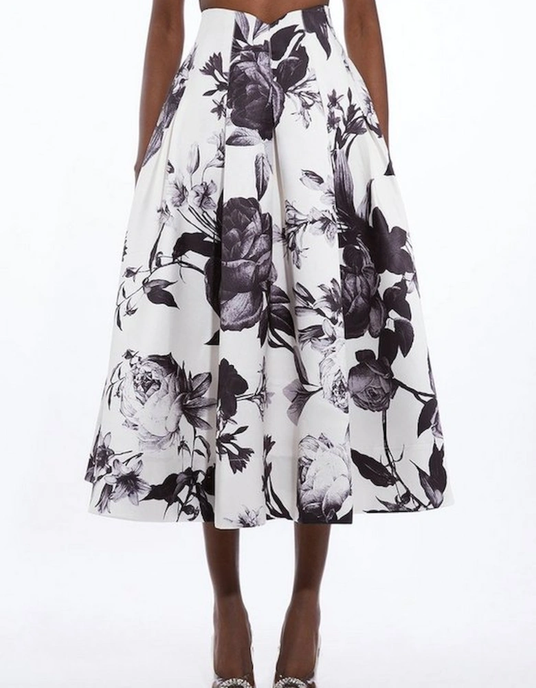Rose Floral Twill Prom Skirt