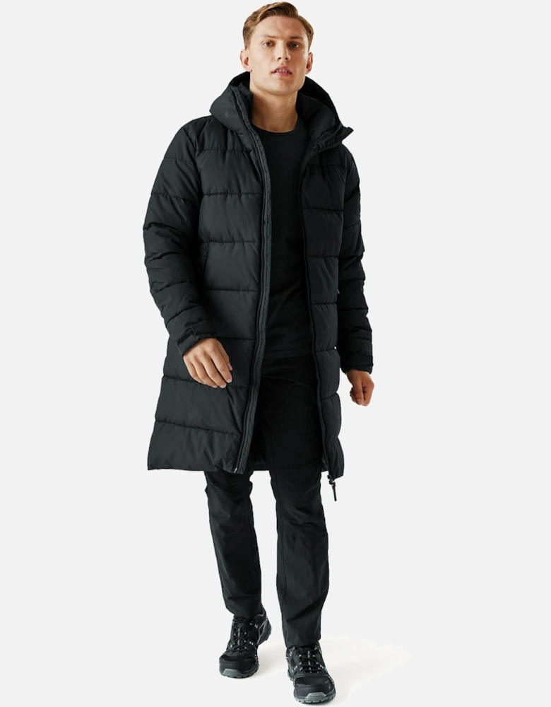 Mens Hallin II Hooded Quilted Padded Longline Jacket