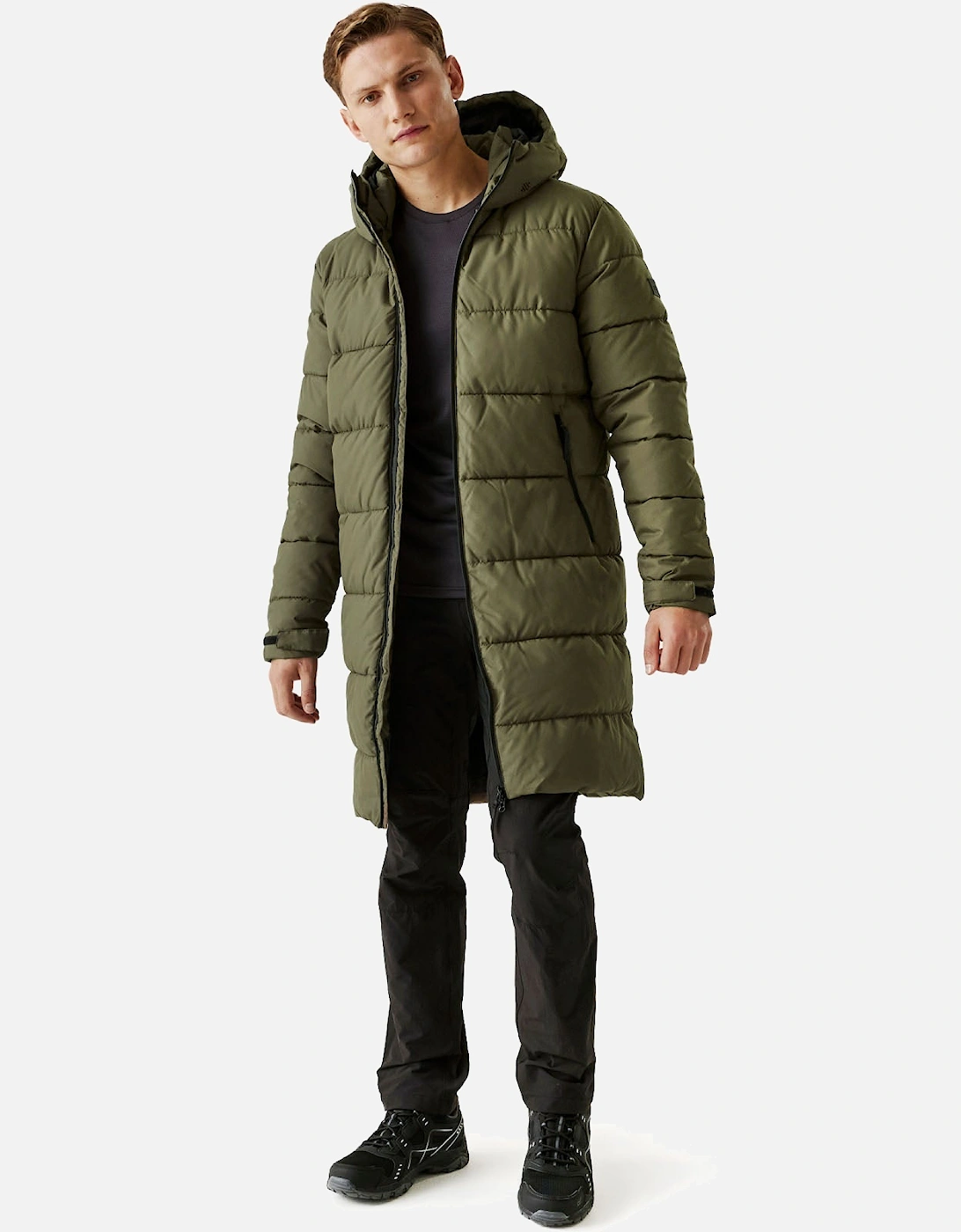 Mens Hallin II Hooded Quilted Padded Longline Jacket