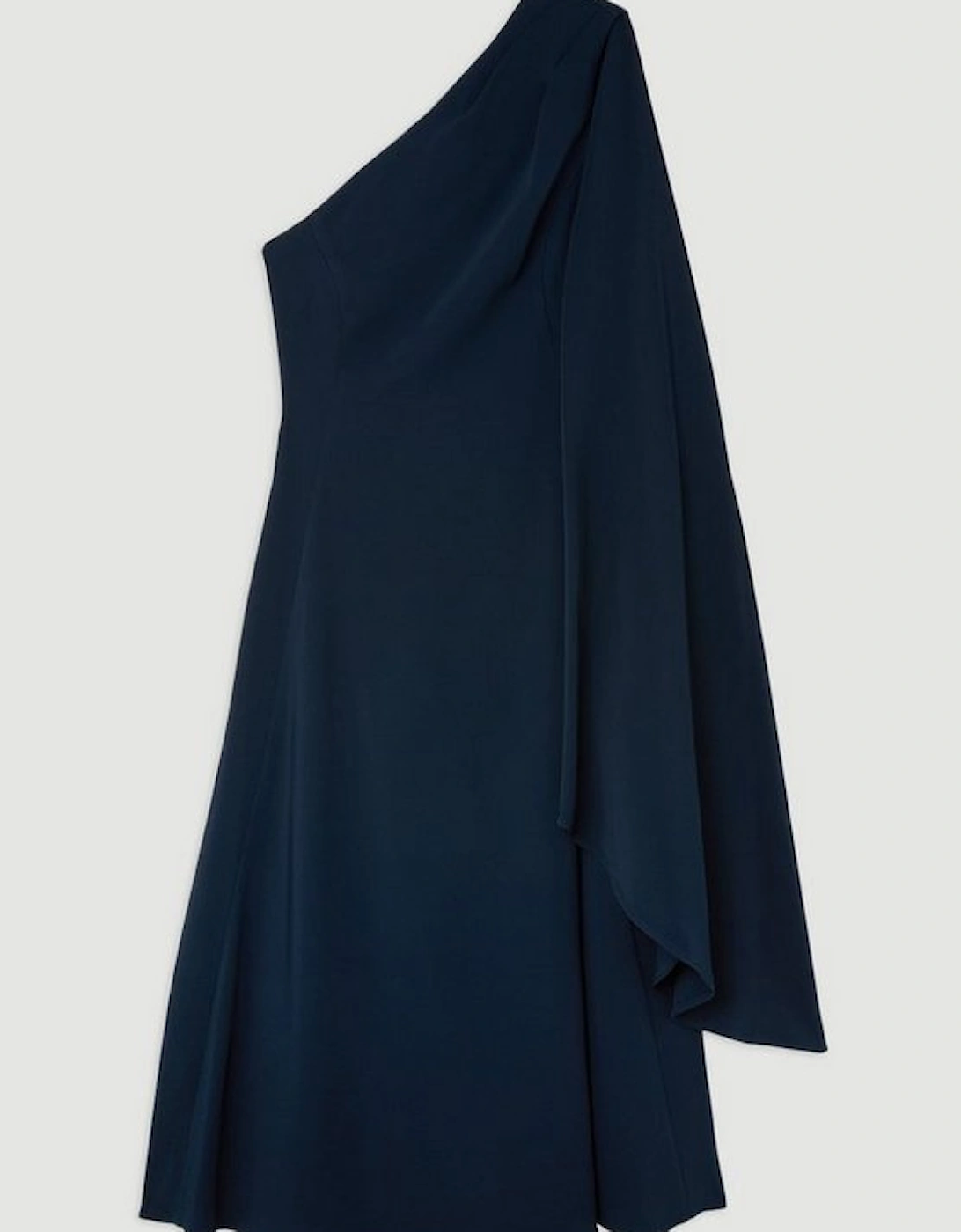 Compact Stretch Viscose One Shoulder Drape Full Skirt Dress