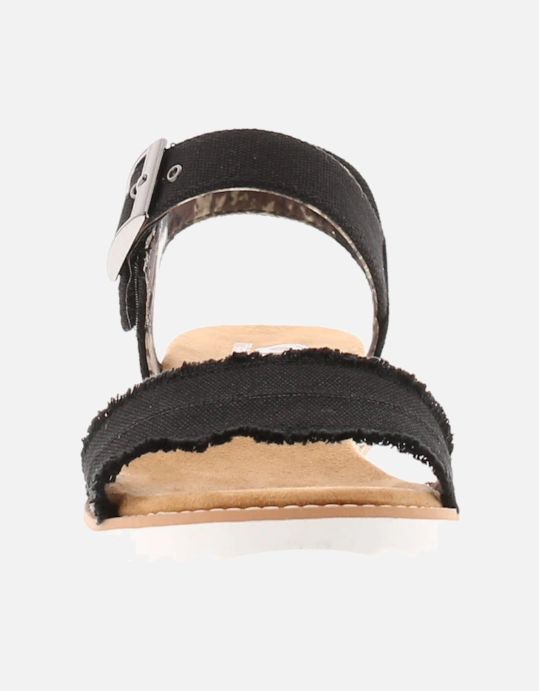 Womens Wedge Sandals Bobs Desert Kiss Ado Buckle black UK Size