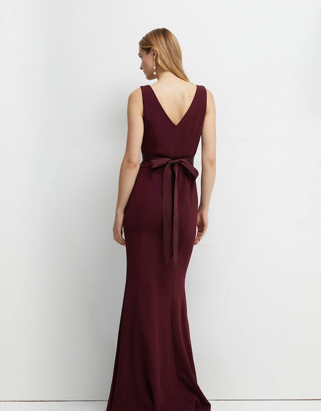 Bow Back Sculpting Crepe Bridesmaids Dress