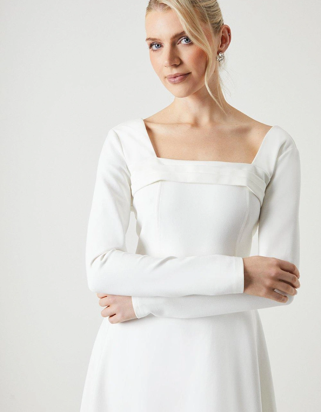 Cowl Front Fit And Flare Ponte Wedding Dress
