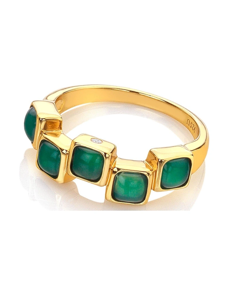 HDXGEM Square Stepped Ring - Green Agate