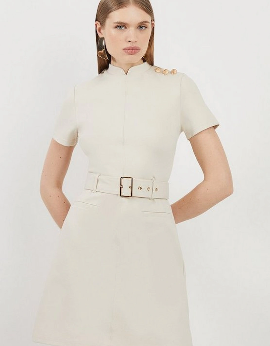 Belted Detail Ponte Jersey Mini Dress, 5 of 4