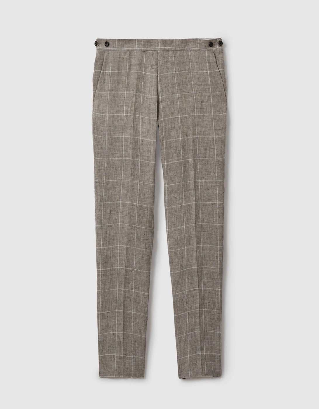 Linen Side Adjuster Check Trousers, 2 of 1