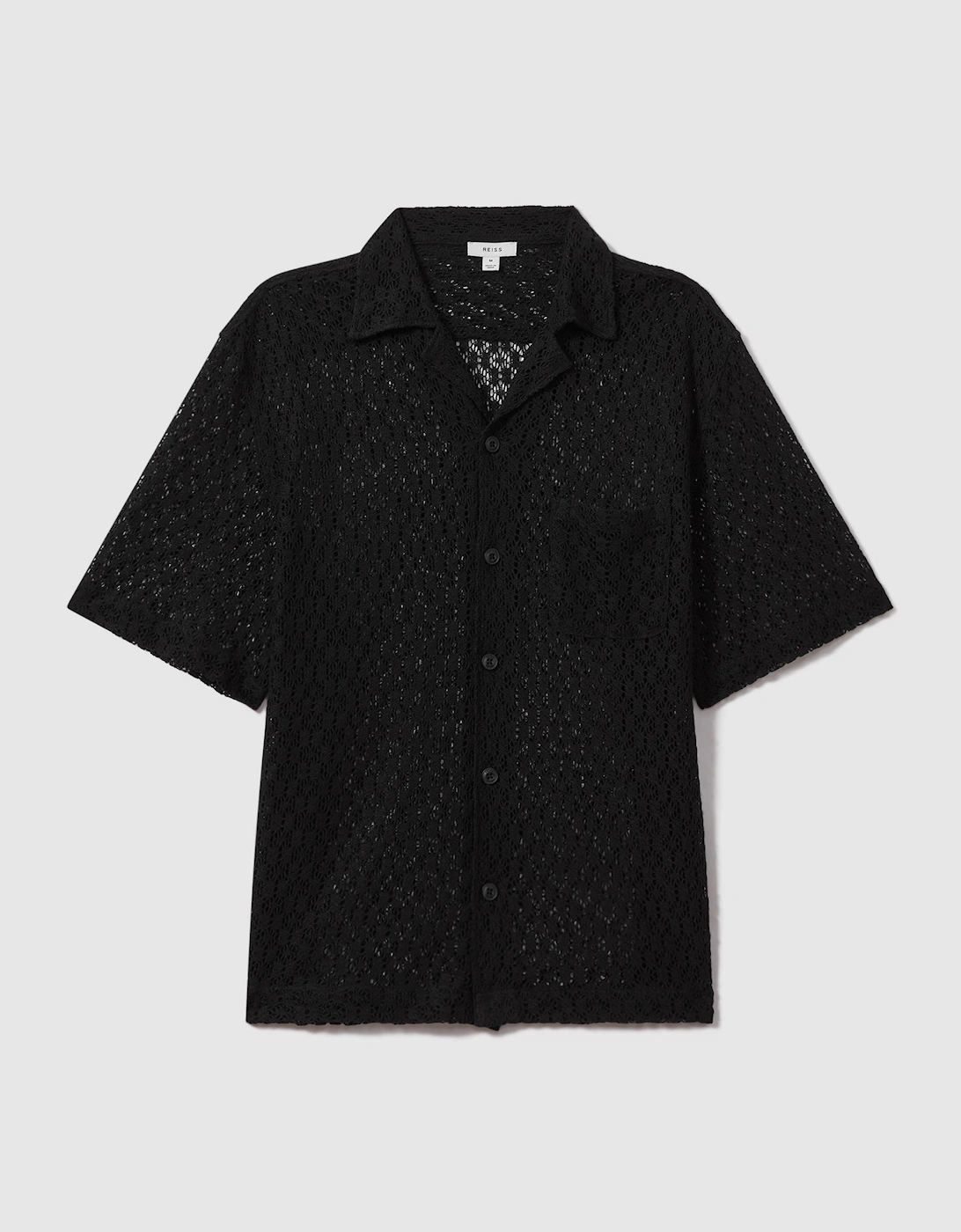 Cotton Blend Crochet Cuban Collar Shirt, 2 of 1