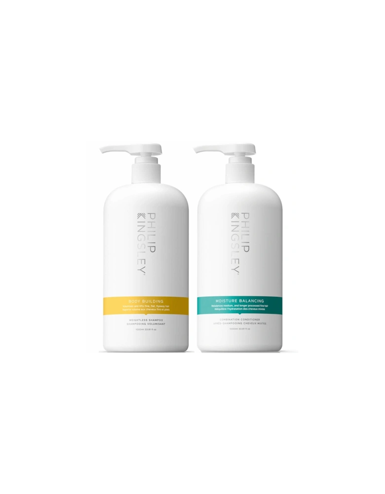 Body Building Shampoo 1000ml and Moisture Balancing Conditioner 1000ml Duo