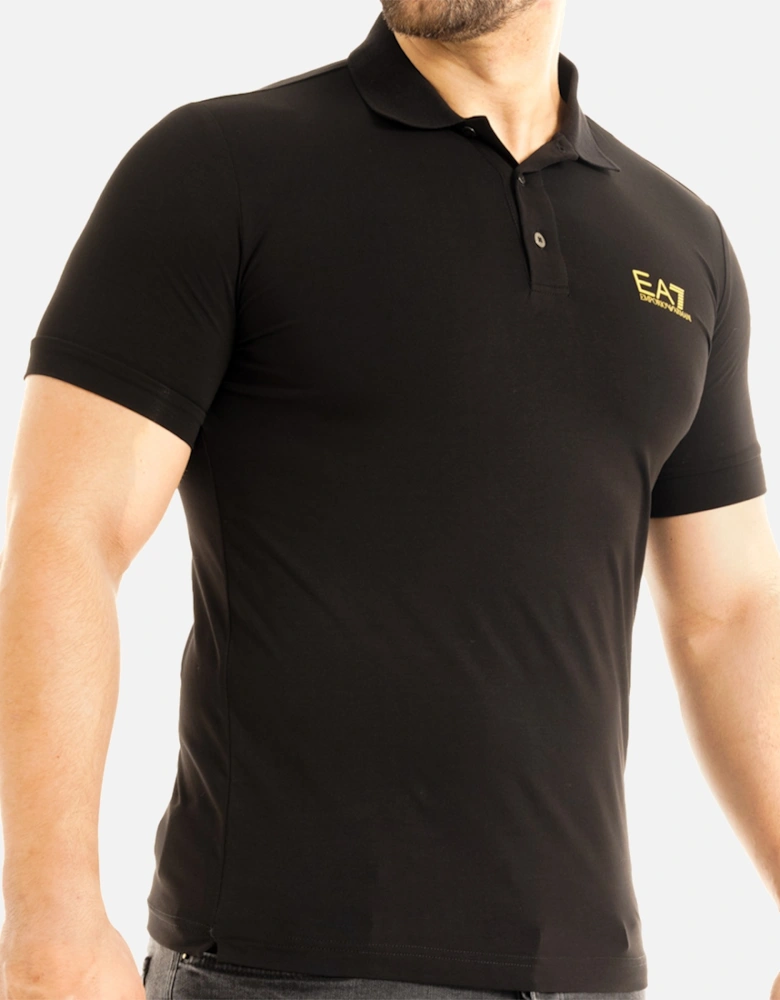 Mens Rubber Logo Polo Shirt (Black)