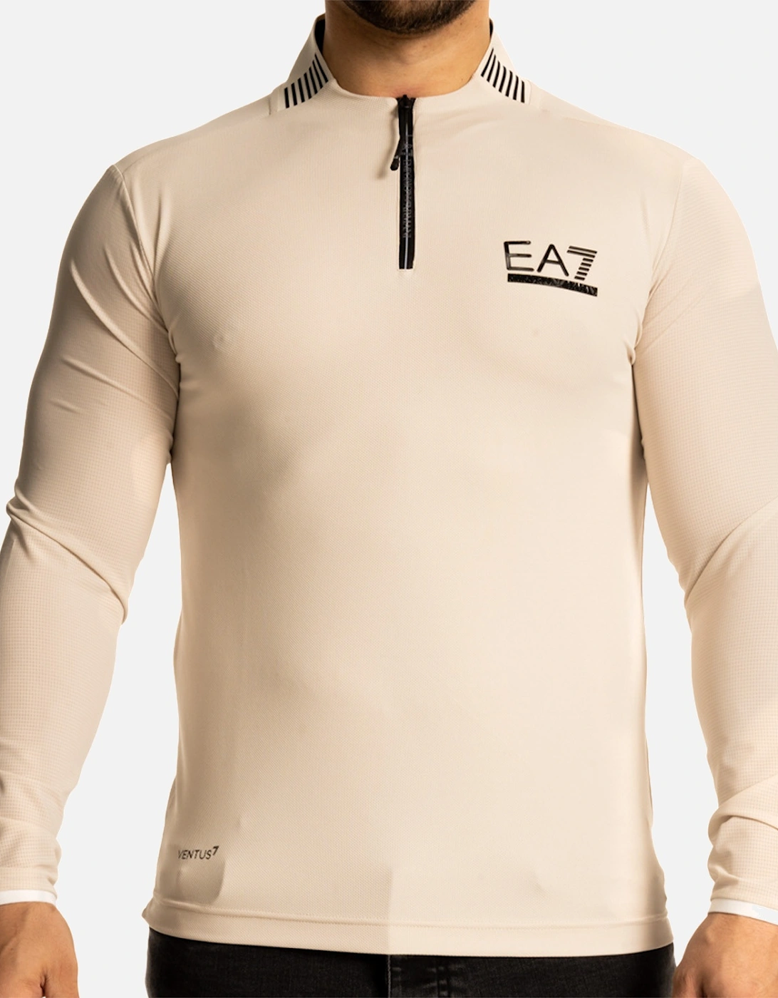 EA7 Mens Ventus7 1/4 Zip Tech Sweatshirt (Beige), 7 of 6