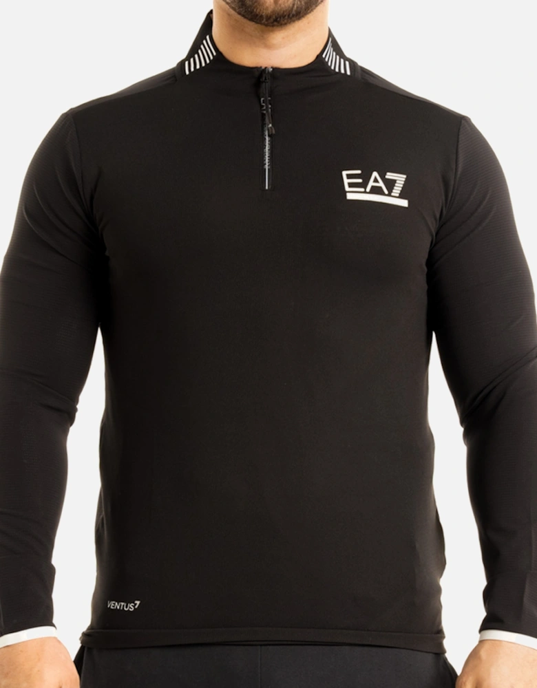 EA7 Mens Ventus7 1/4 Zip Tech Sweatshirt (Black)