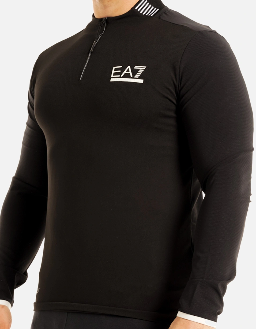 EA7 Mens Ventus7 1/4 Zip Tech Sweatshirt (Black)