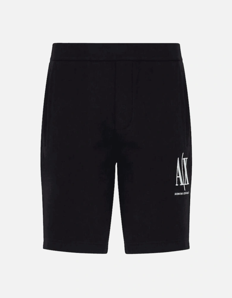 Cotton Embroidered Logo Black Shorts