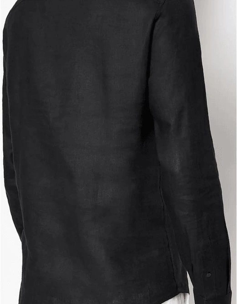 Linen Long Sleeve Black Shirt