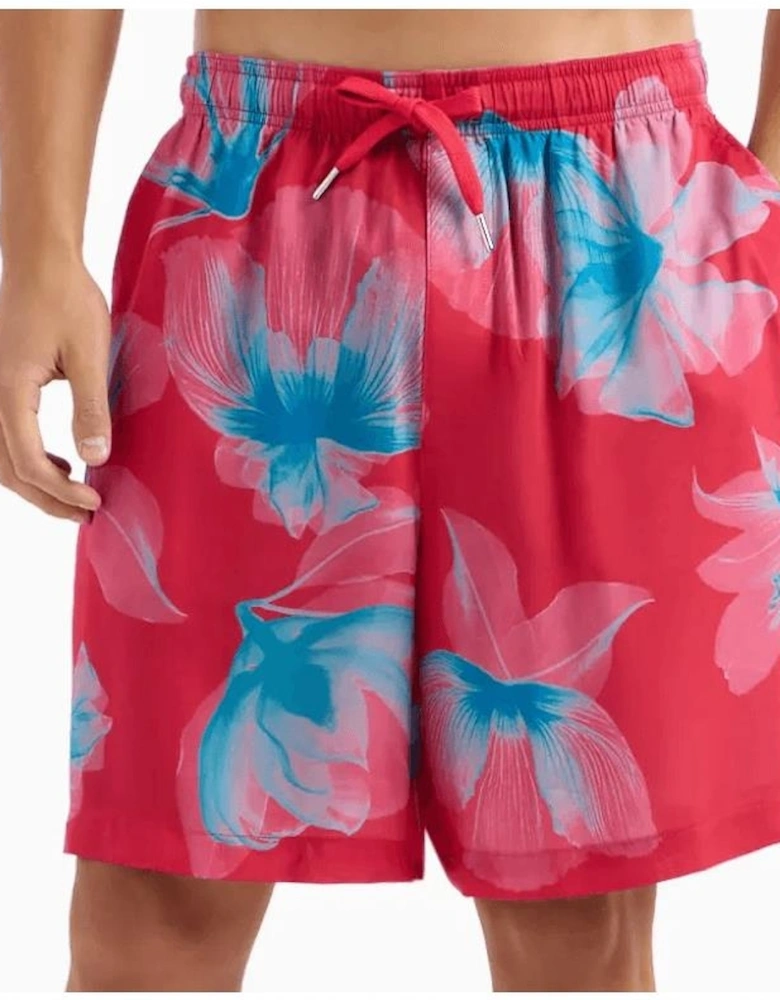 Floral Design Red Shorts