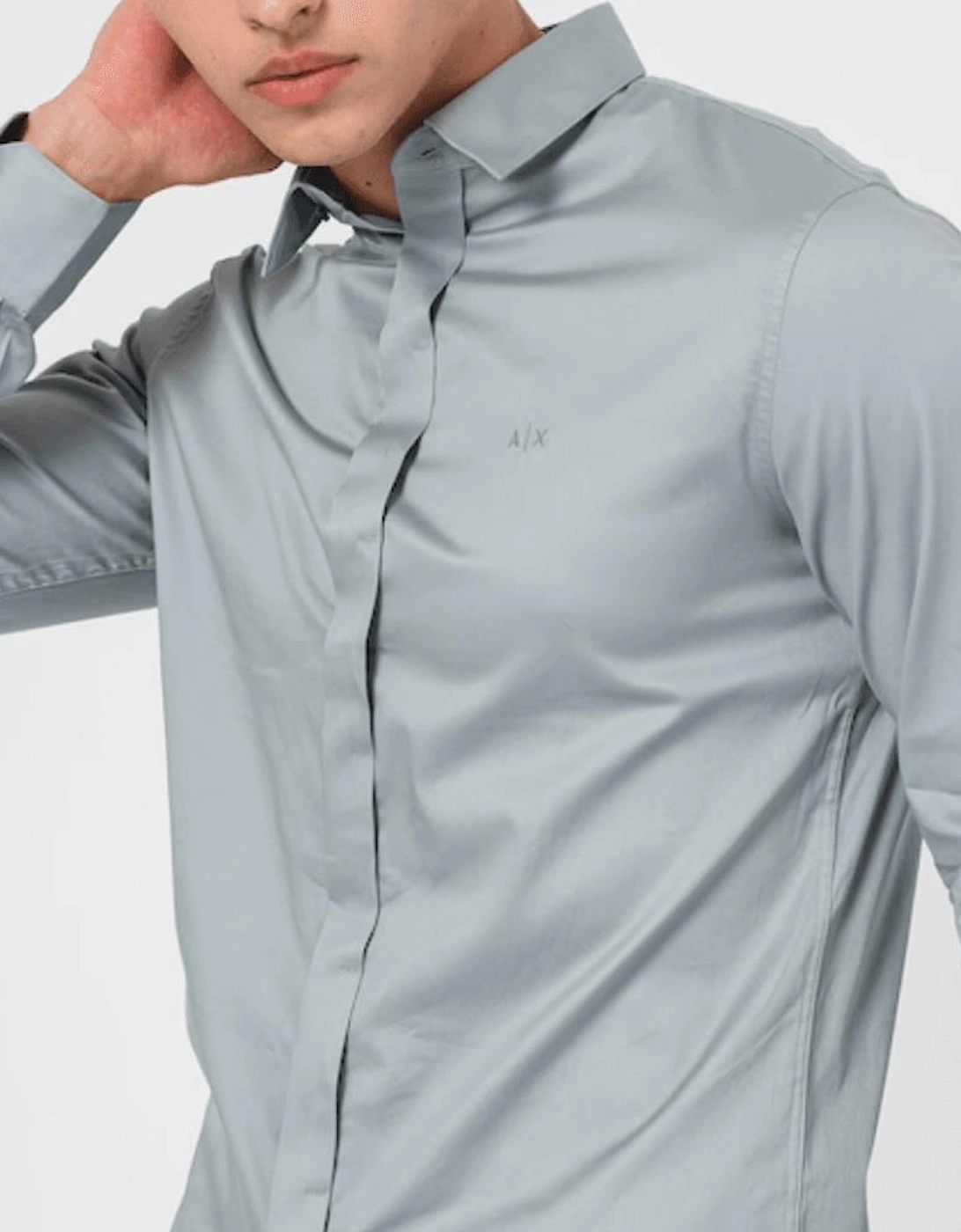 Stitch Logo Button Up Grey Shirt