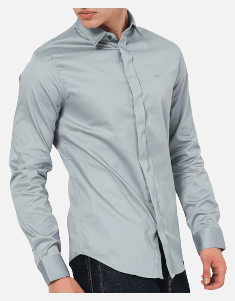 Stitch Logo Button Up Grey Shirt