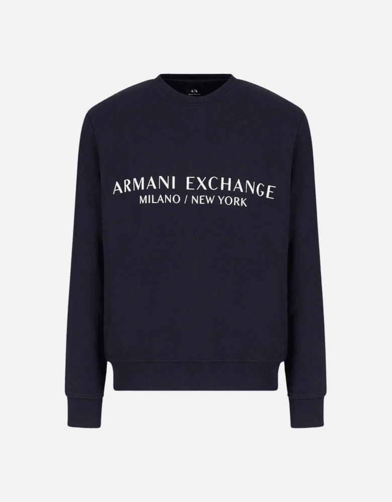 Cotton Rubberised Logo Navy Sweatshirt