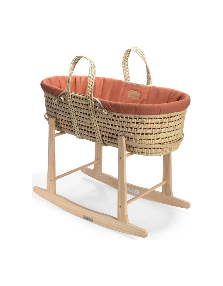 Palm Moses Basket with Rocking Stand - Rust