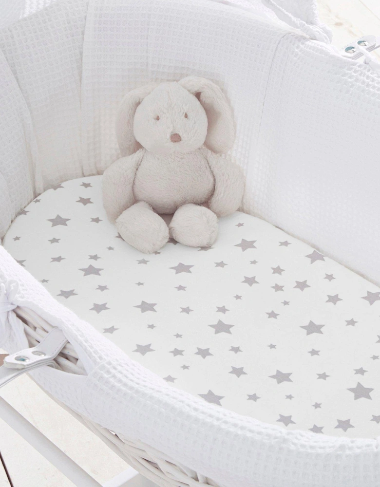 Safe Nights 2 x Fitted Sheets, Moses Basket, Star Print