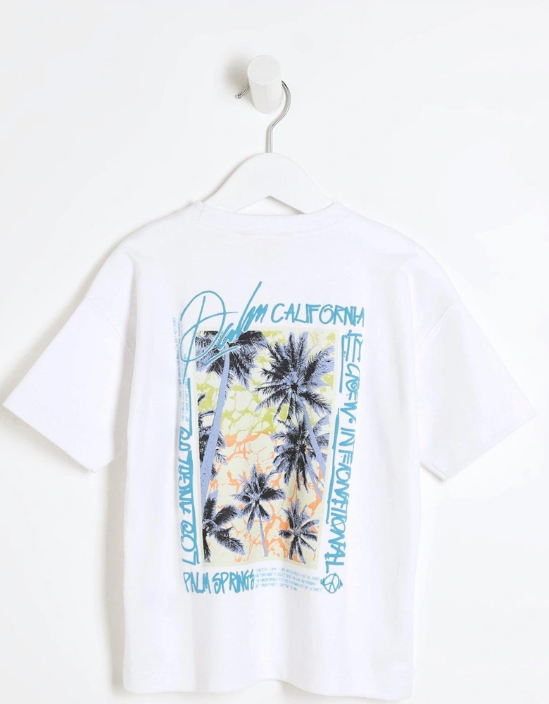 Mini Boys Palm Tree Graphic T-shirt - White