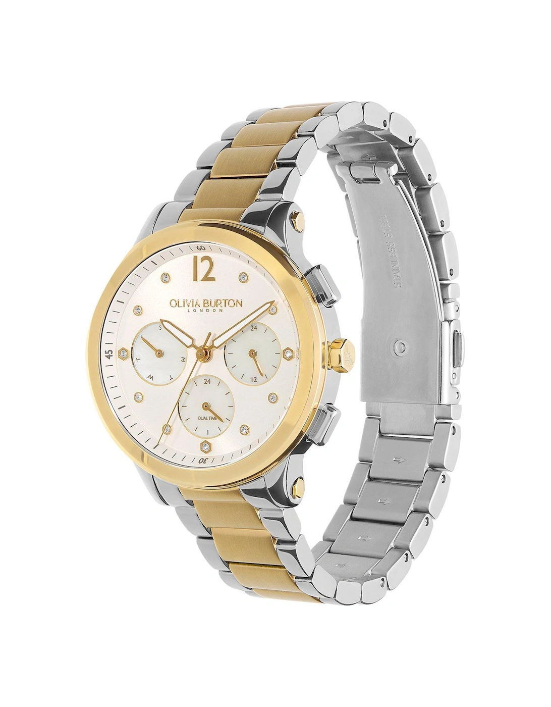 Sports Luxe Multifunction Watch and 2-Tone Link Bracelet