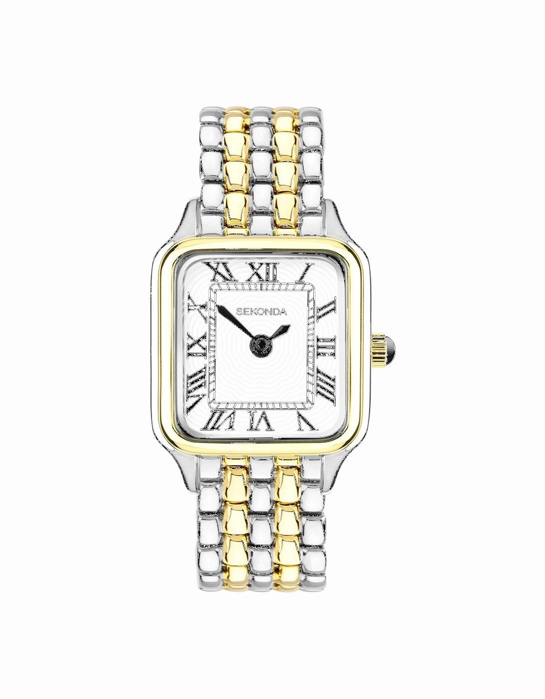 Monica 2-Tone Alloy Bracelet with White Dial Analogue Watch, 2 of 1