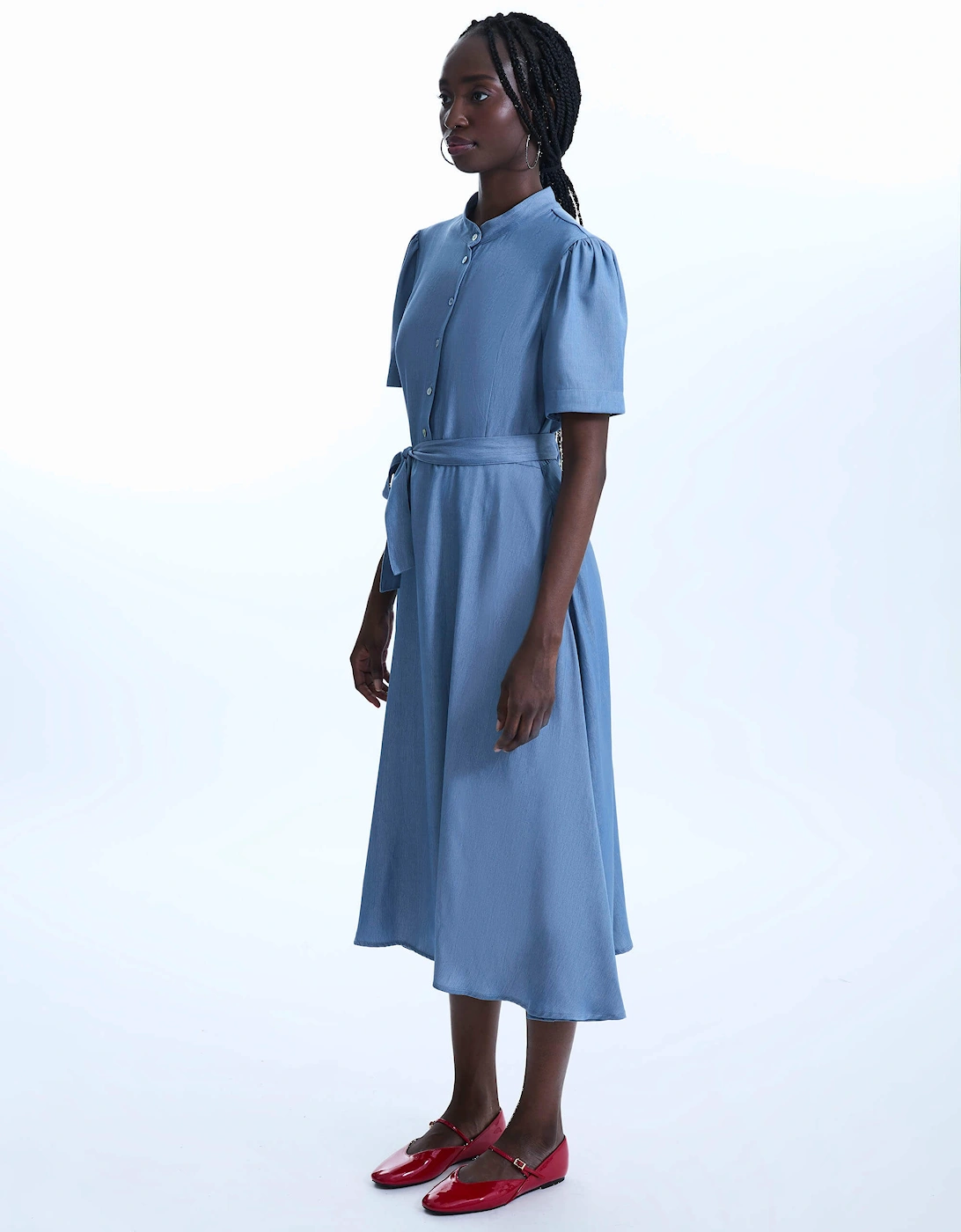 Short Sleeve Day Dress Blue