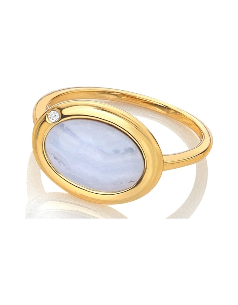 HDXGEM Horizontal Oval Ring - Blue Lace Agate