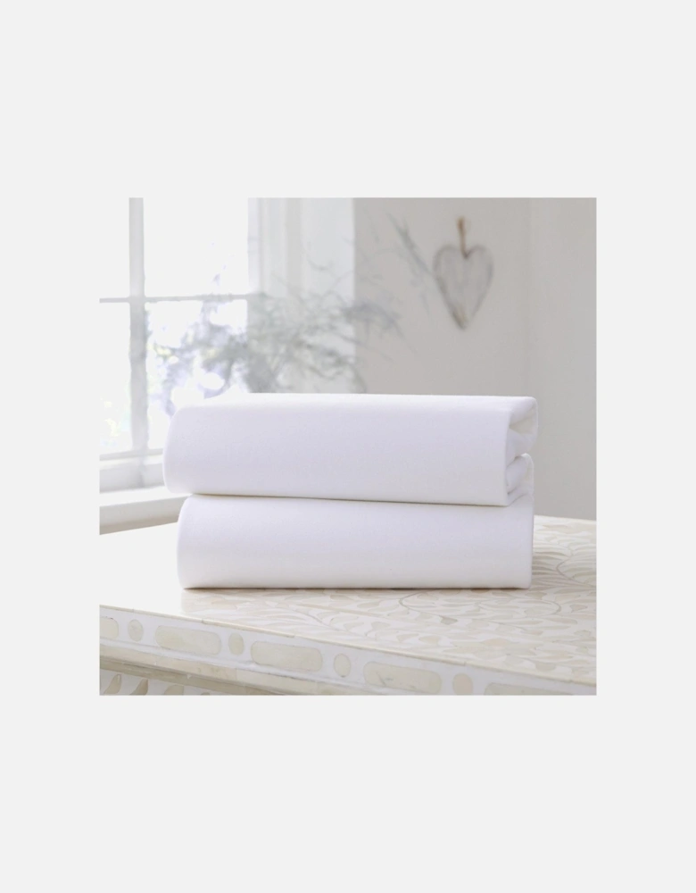 Pack of 2 Fitted Cot Sheets - White