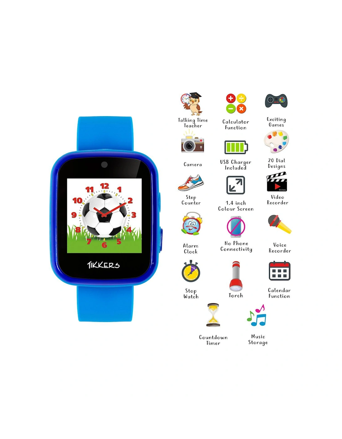 Full Display Blue Silicone Strap Kids Smart Watch