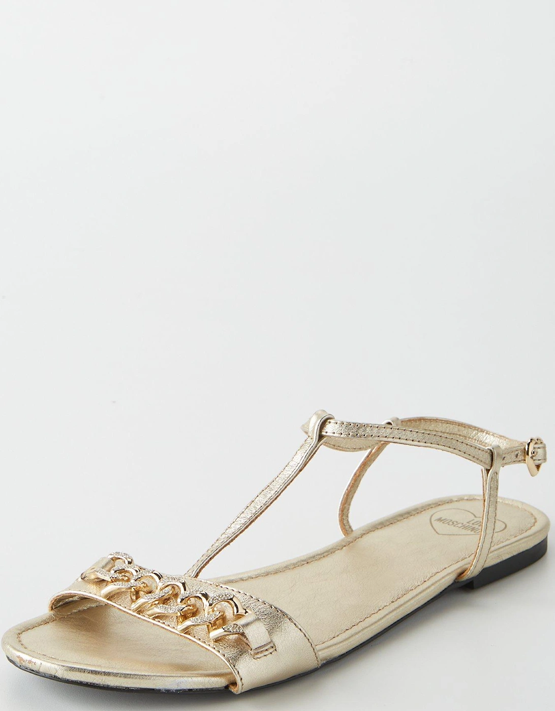 Heart Chain Detail Sandals - Gold