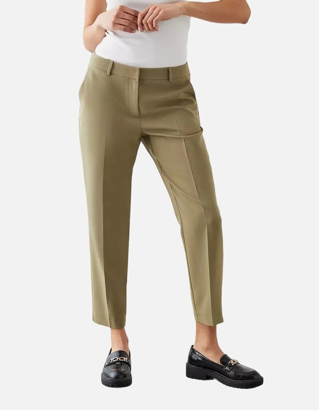 Womens/Ladies Plain Tall Ankle Grazer Trousers, 4 of 3