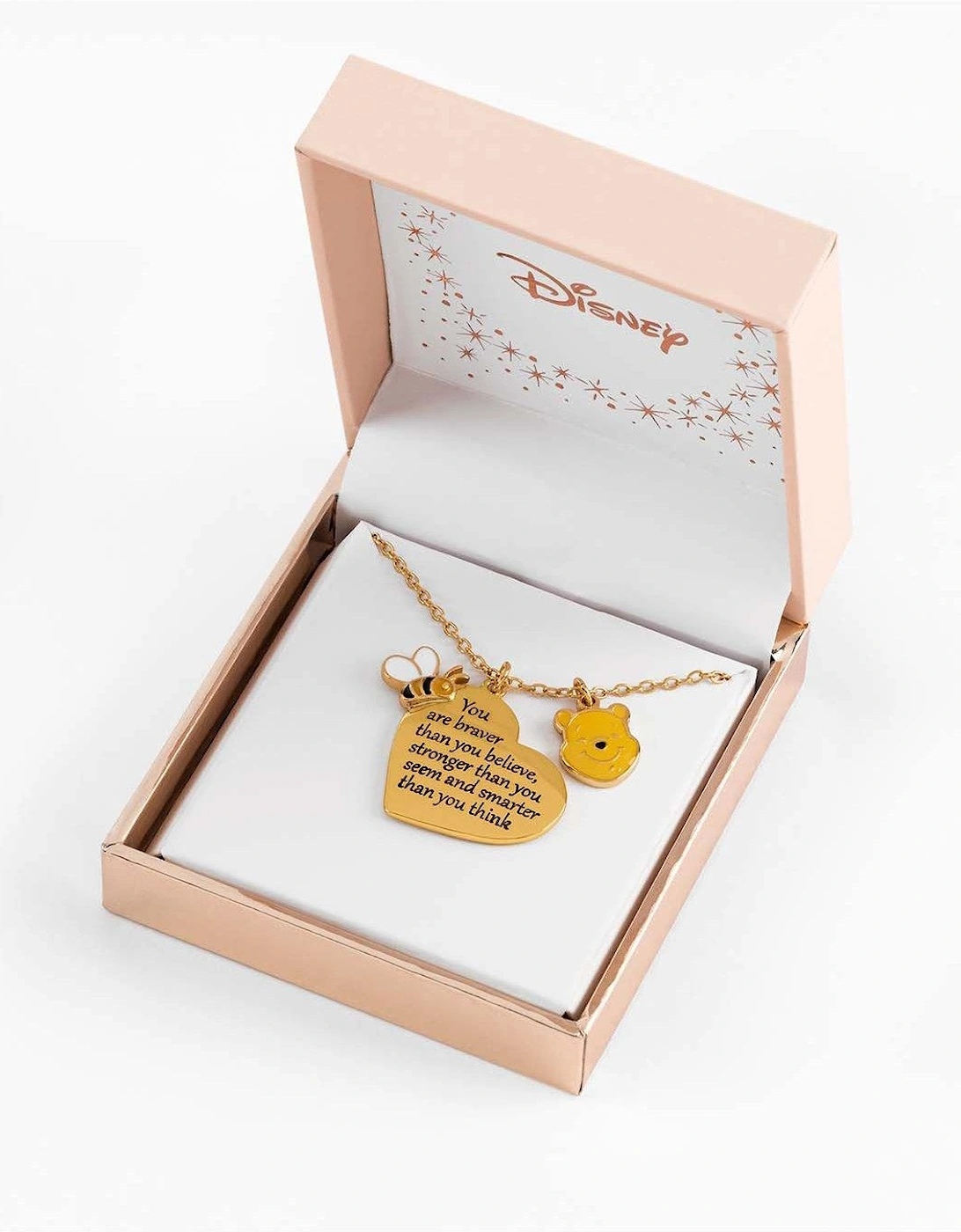 Winnie The Pooh Yellow Gold Plated Brass Heart shaped Necklace NF00678YL-18.PH
