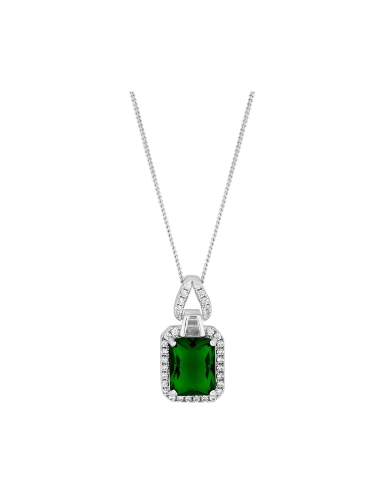 Cubic Zirconia Emerald Pendant Necklace