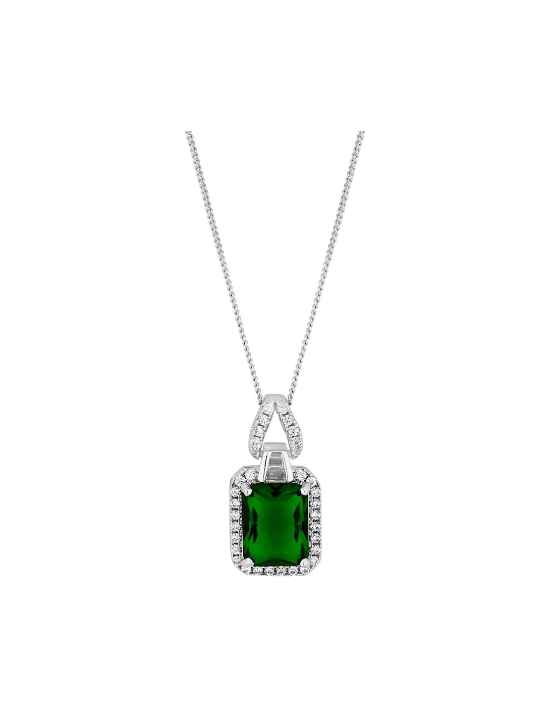 Cubic Zirconia Emerald Pendant Necklace