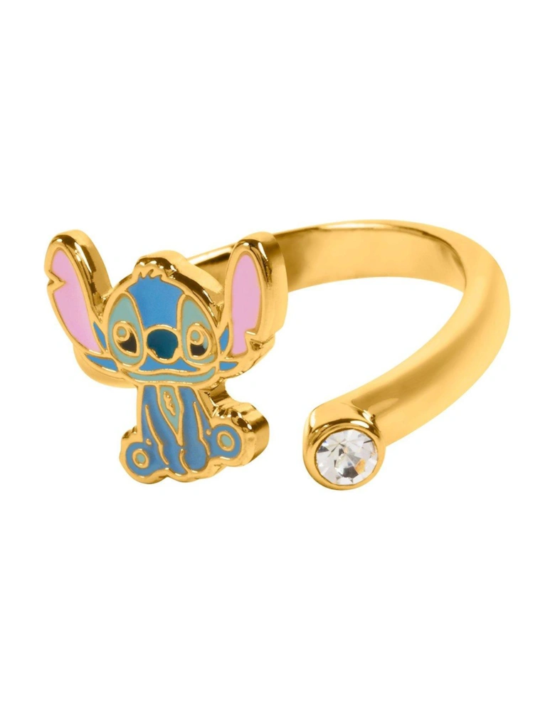 Lilo & Stitch Blue & Pink Gold Plated Clear Stone Ring