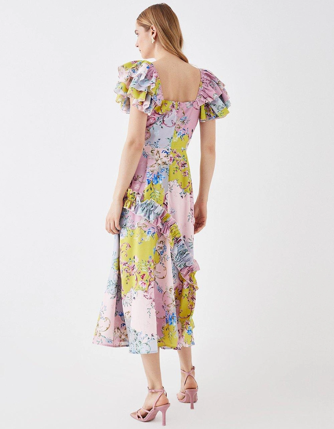 The Collector Frill Sleeve Ruffle Skirt Cotton Midi Dress