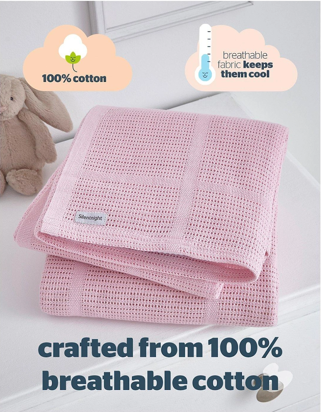 Safe Nights Grow with Me Pillow and Cellular Blanket Bundle - Pink