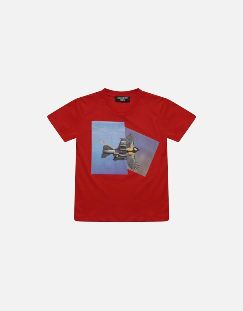 Red Flying Print T-Shirt