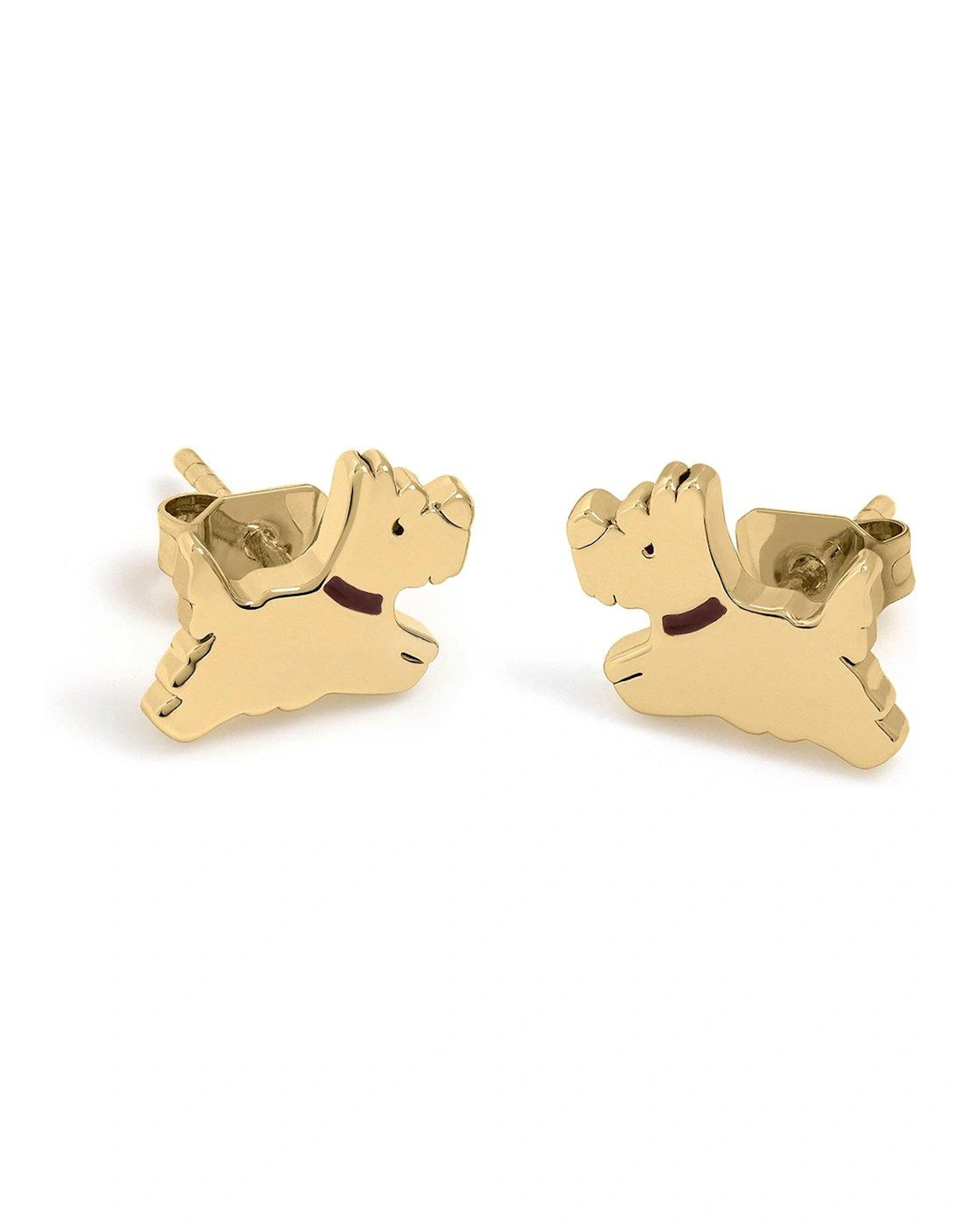 Ladies 25 Years Jubilee 18ct Pale Gold Plated Crown and Leaping Dog Earrings