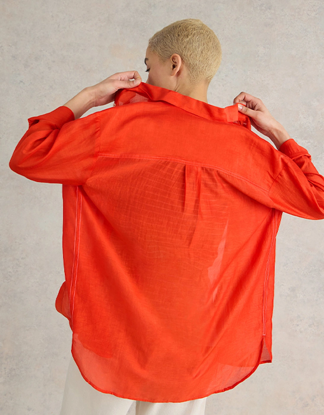 Women's Delilah Cotton Silk Shirt Burnt Orange