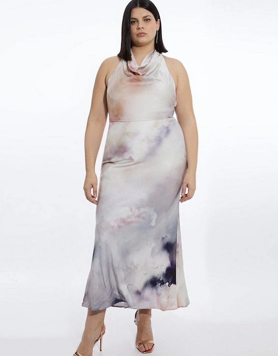 Plus Size Viscose Georgette Cowl Neck Woven Maxi Dress, 4 of 3