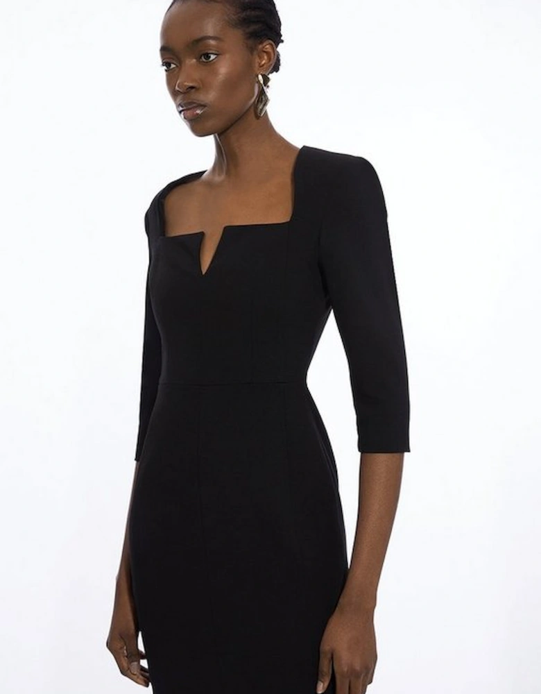 Clean Tailored Square Neck Midaxi Dress