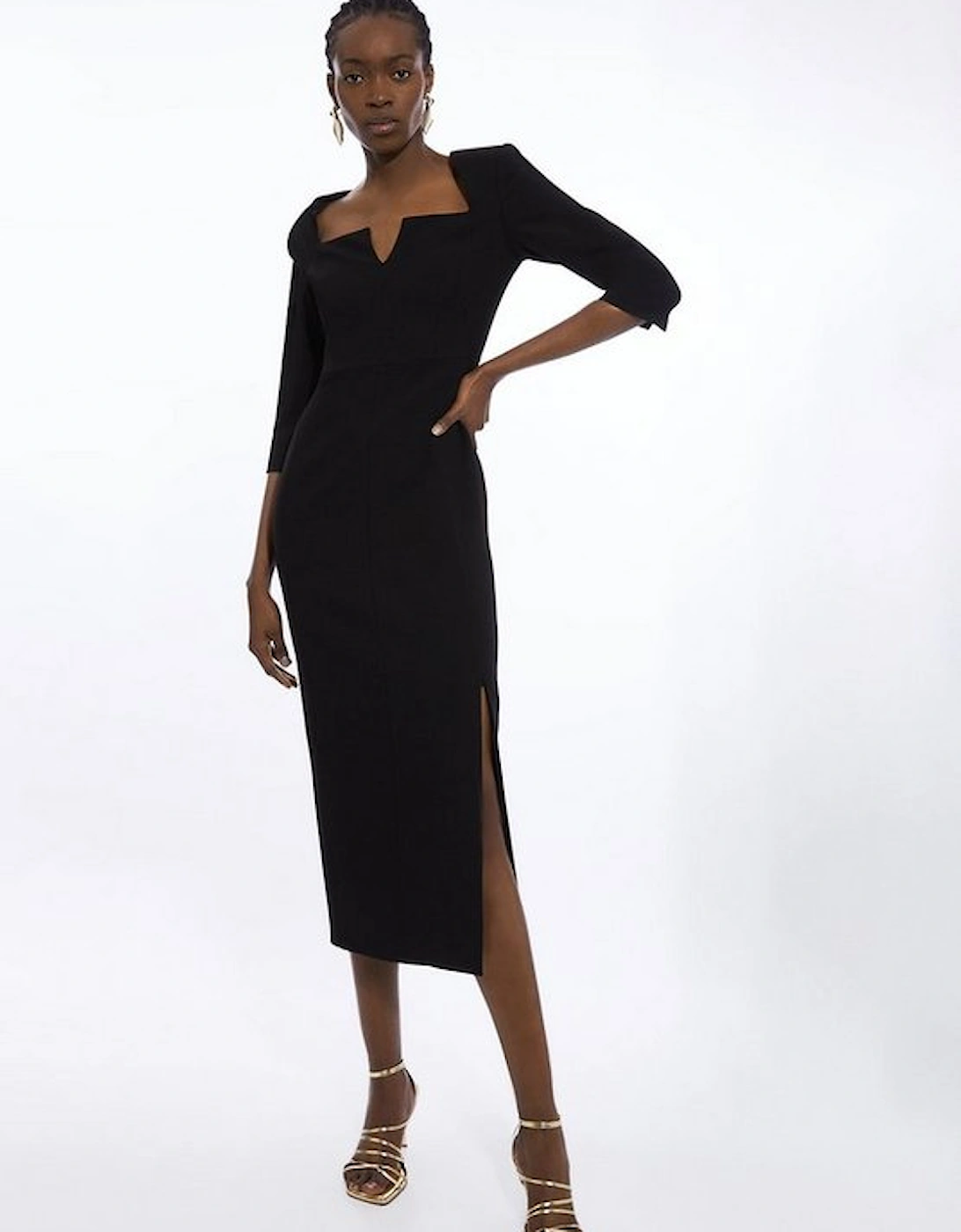 Clean Tailored Square Neck Midaxi Dress, 4 of 3