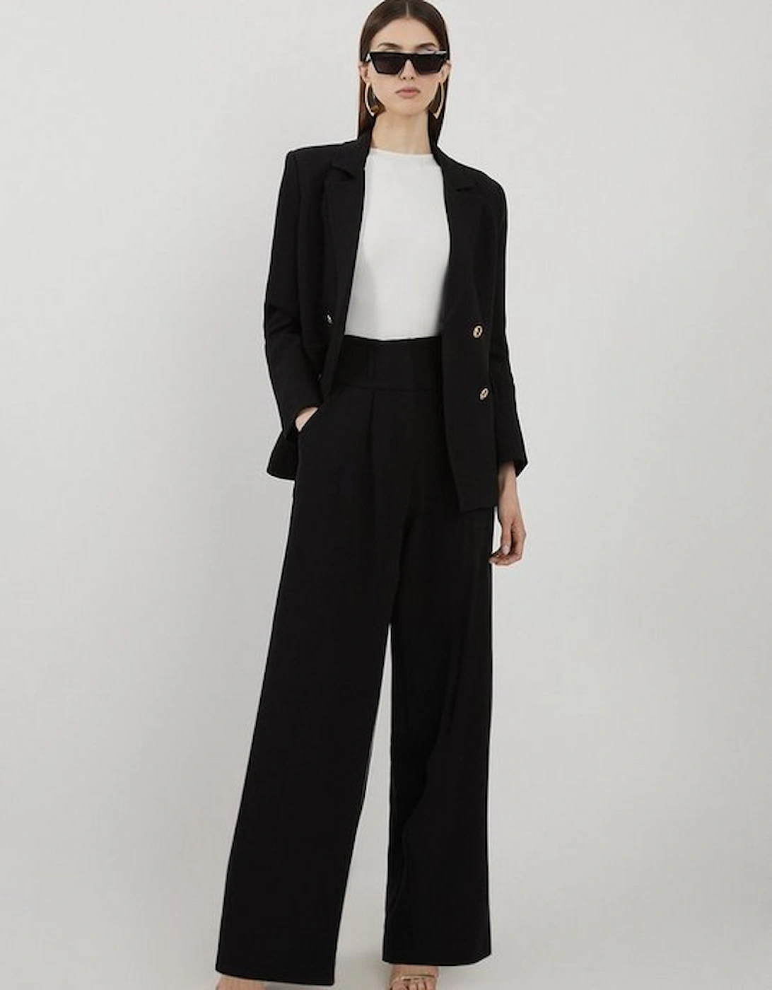 Tailored High Waisted Pleated Wide Leg Trousers, 4 of 3