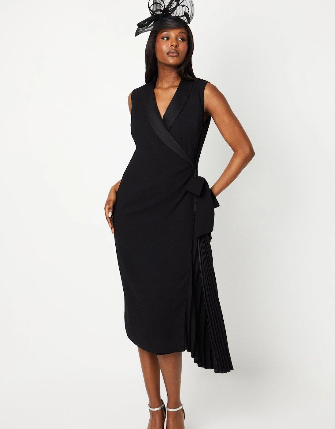 Crepe Wrap Dress With Pleat Tie Detail, 6 of 5