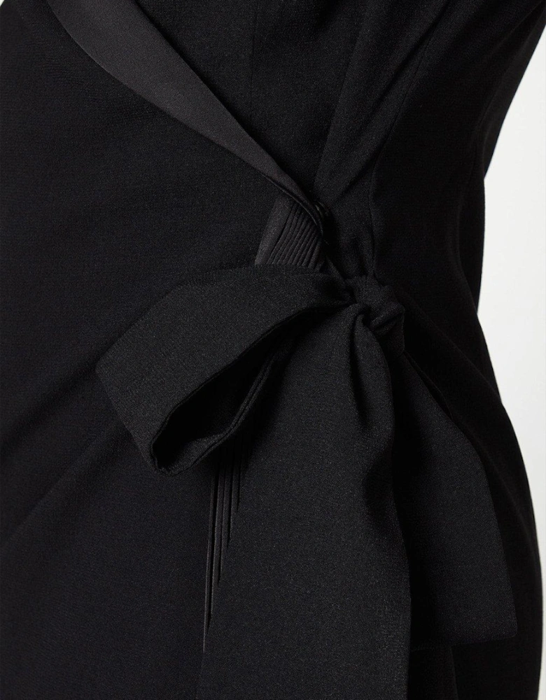 Crepe Wrap Dress With Pleat Tie Detail