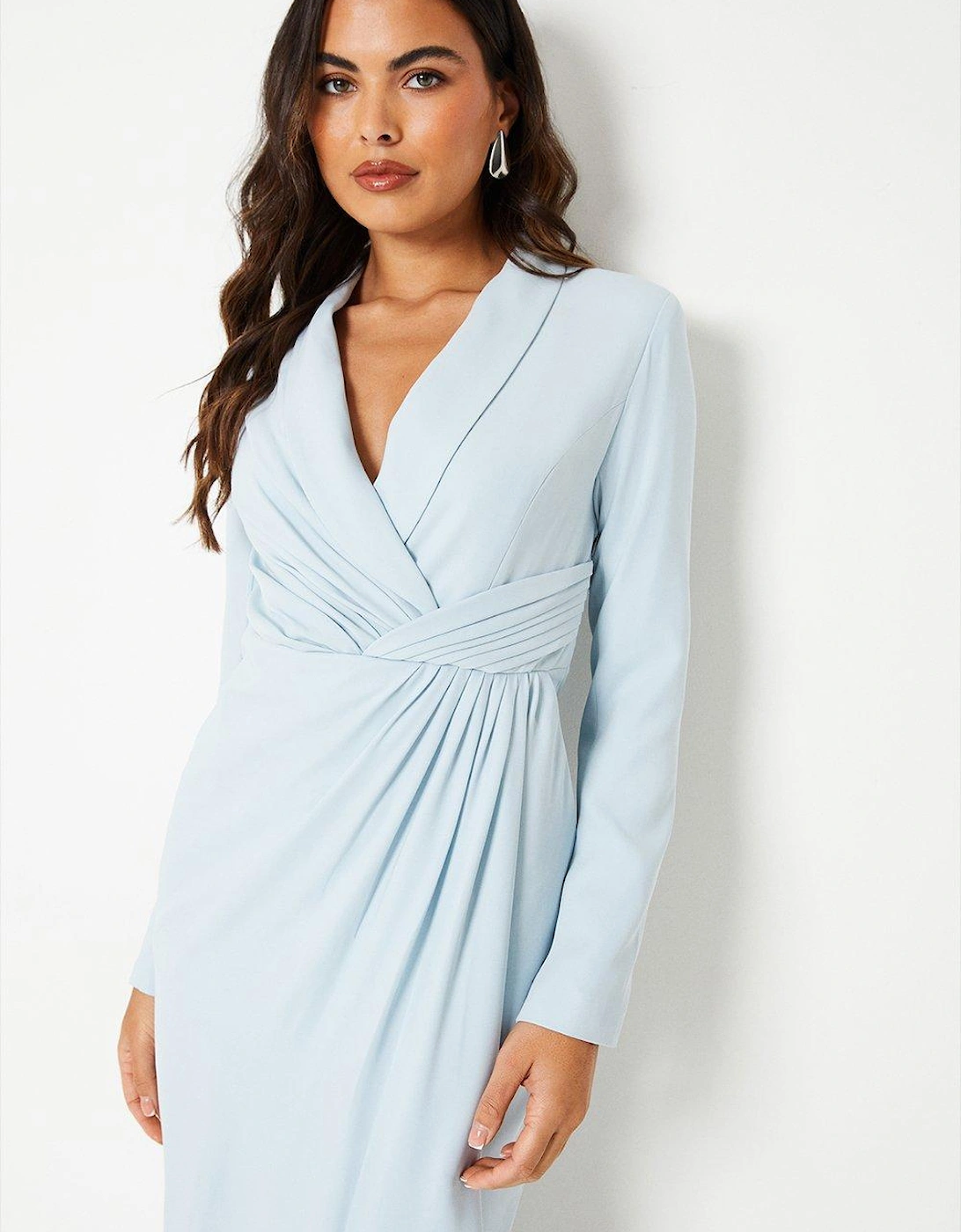 Crepe Wrap Tailored Dress, 6 of 5