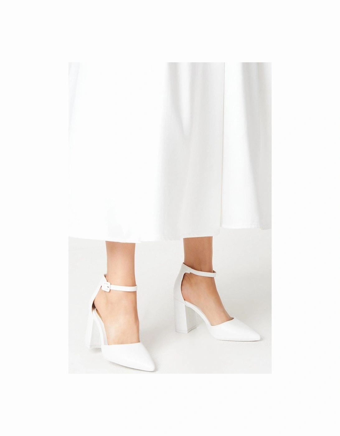 Saoirse Covered Buckle Open High Block Heel Court Shoes, 5 of 4